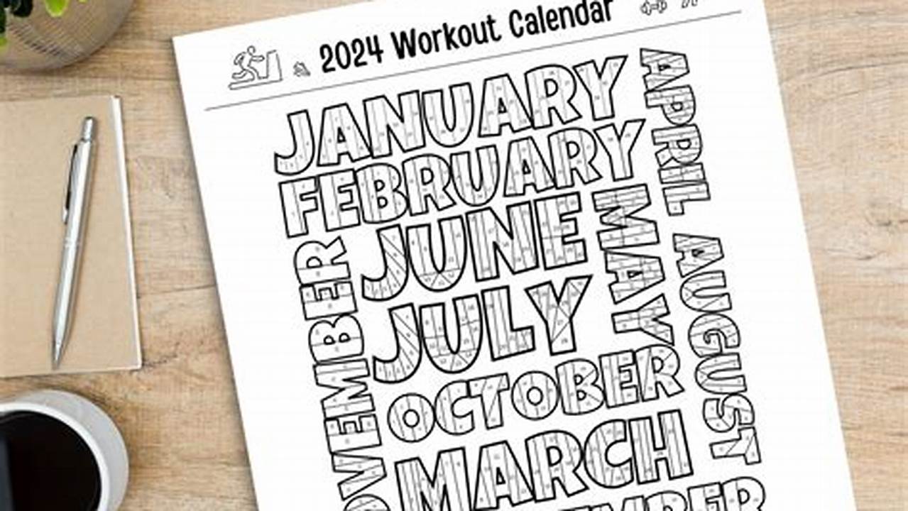 Workout Coloring Calendar Pdf