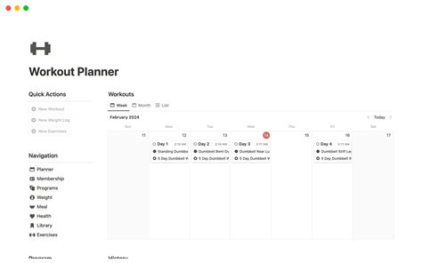 Workout Plan Notion Template Free