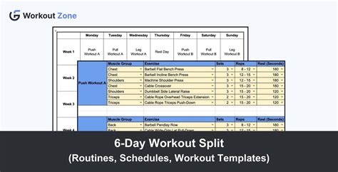 Workout Routines 6 Day Split