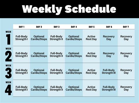 Workout Schedule 4 Day