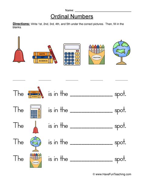 Worksheet About Ordinal Numbers