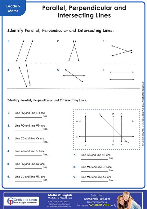 Worksheet For Parallel And Perpendicular Lines