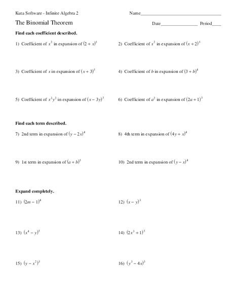 Worksheet On Binomial Theorem