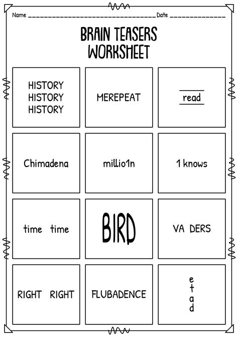 Worksheet Brain Teasers For Kids Printable