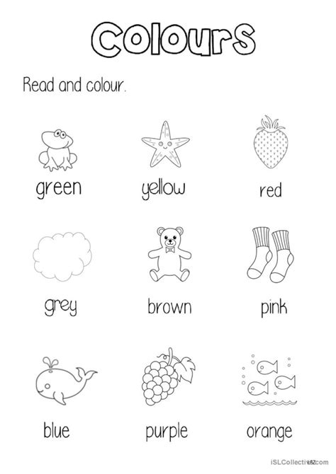 Worksheet Colour In English