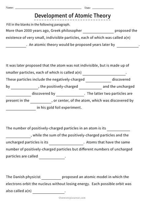 Worksheet Development Of Atomic Theory – Free Printable Practice Sheets ...