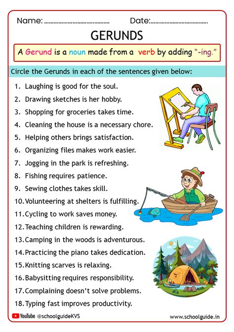 Worksheet For Gerunds – Free Printable Practice Sheets Pdf