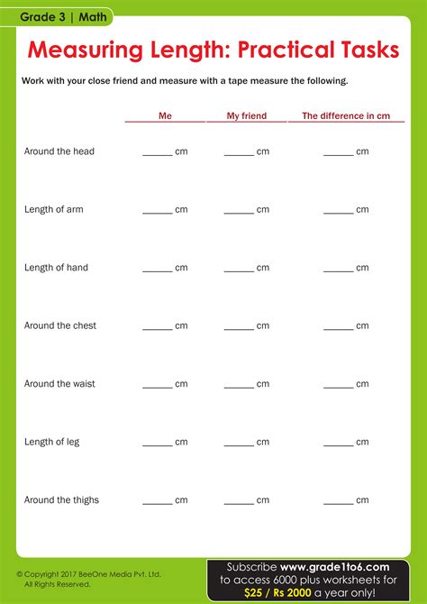 Worksheet Measuring Length - SCIENCE EDUCATION