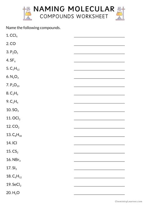 Worksheet Molecular Compounds