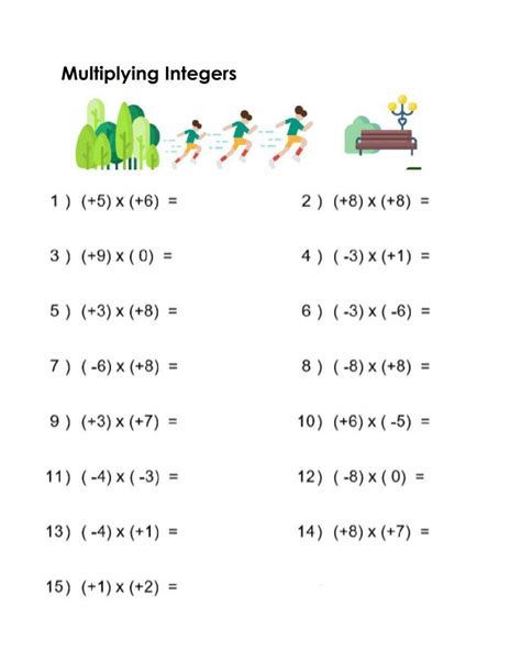 Worksheet Multiplying Integers