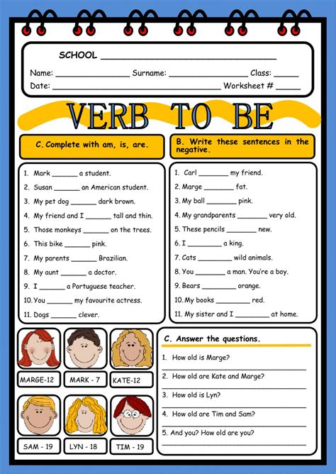 Worksheet Of Verb To Be