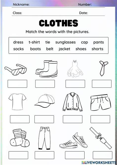 Worksheet On Clothes