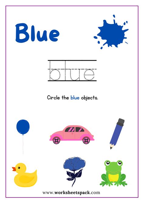 Worksheet On Colour Blue