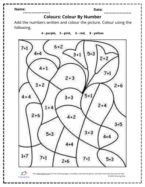 Worksheet On Colour By Number