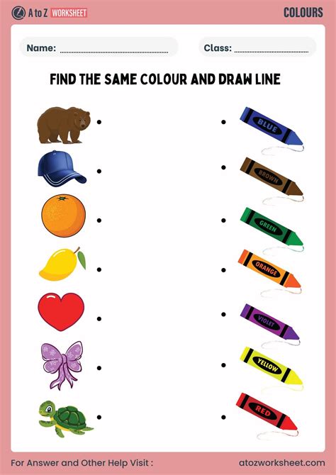 Worksheet On Colours For Nursery