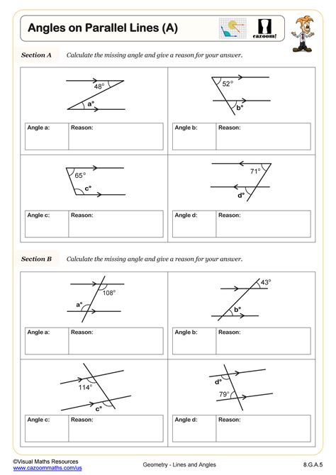 Worksheet On Parallel Lines And Transversals