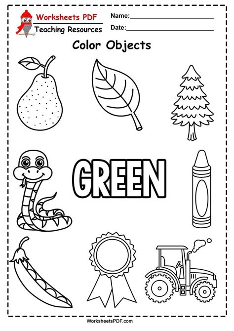 Worksheet Related To Green Colour
