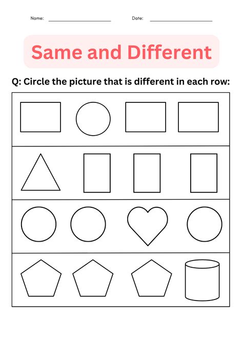 Worksheet Same And Different