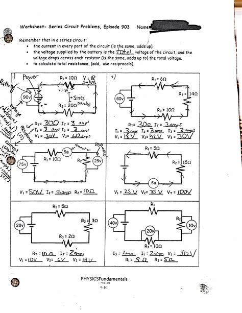 Worksheet Series Circuit Problems