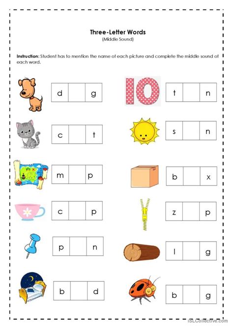 Worksheet Three Letter Words