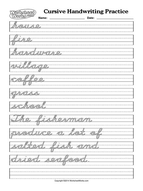 Worksheet Works Cursive Writing