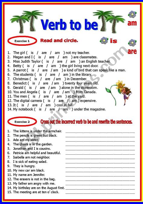 Worksheets For Verb To Be