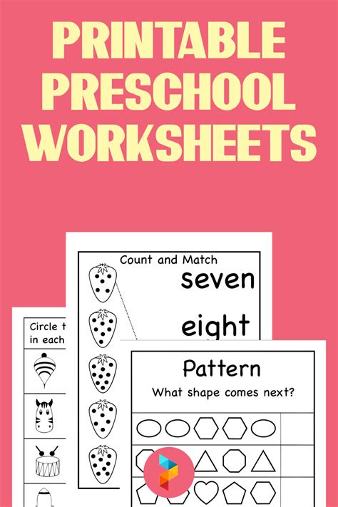 Worksheets For Preschool Printable