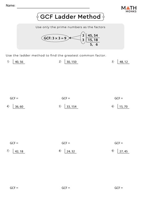 Worksheets On Gcf