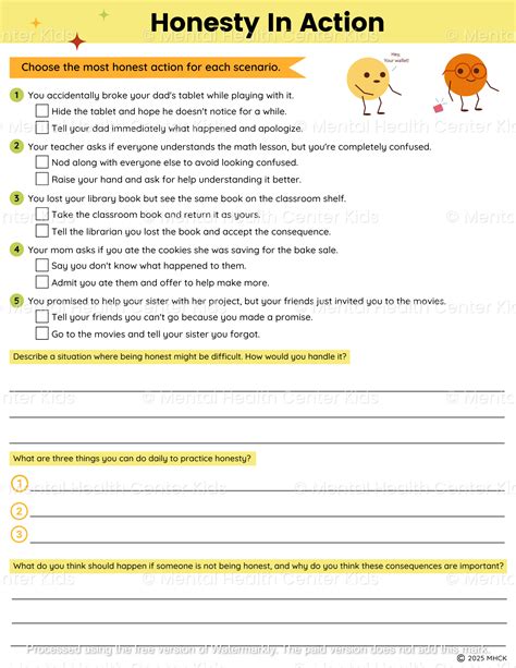 Worksheets On Honesty
