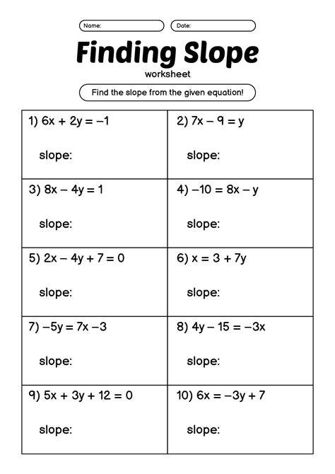 Worksheets On Slope - Great Research