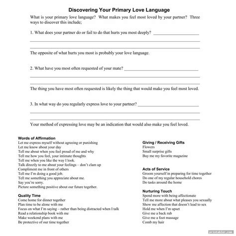 Worksheets Printable 5 Love Languages - Gridgit.com