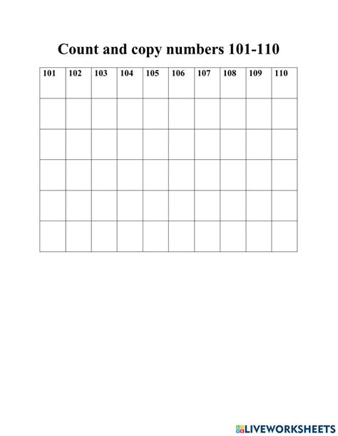 Worksheets With Numbers 110