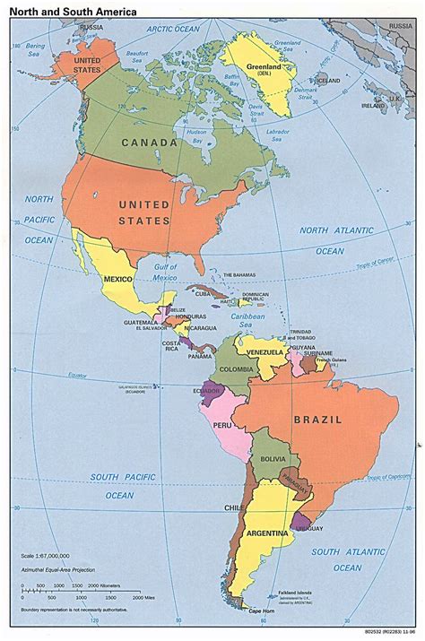 World Map Of North And South America