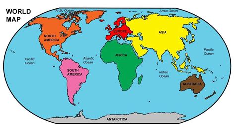 World Map With Continents Labeled