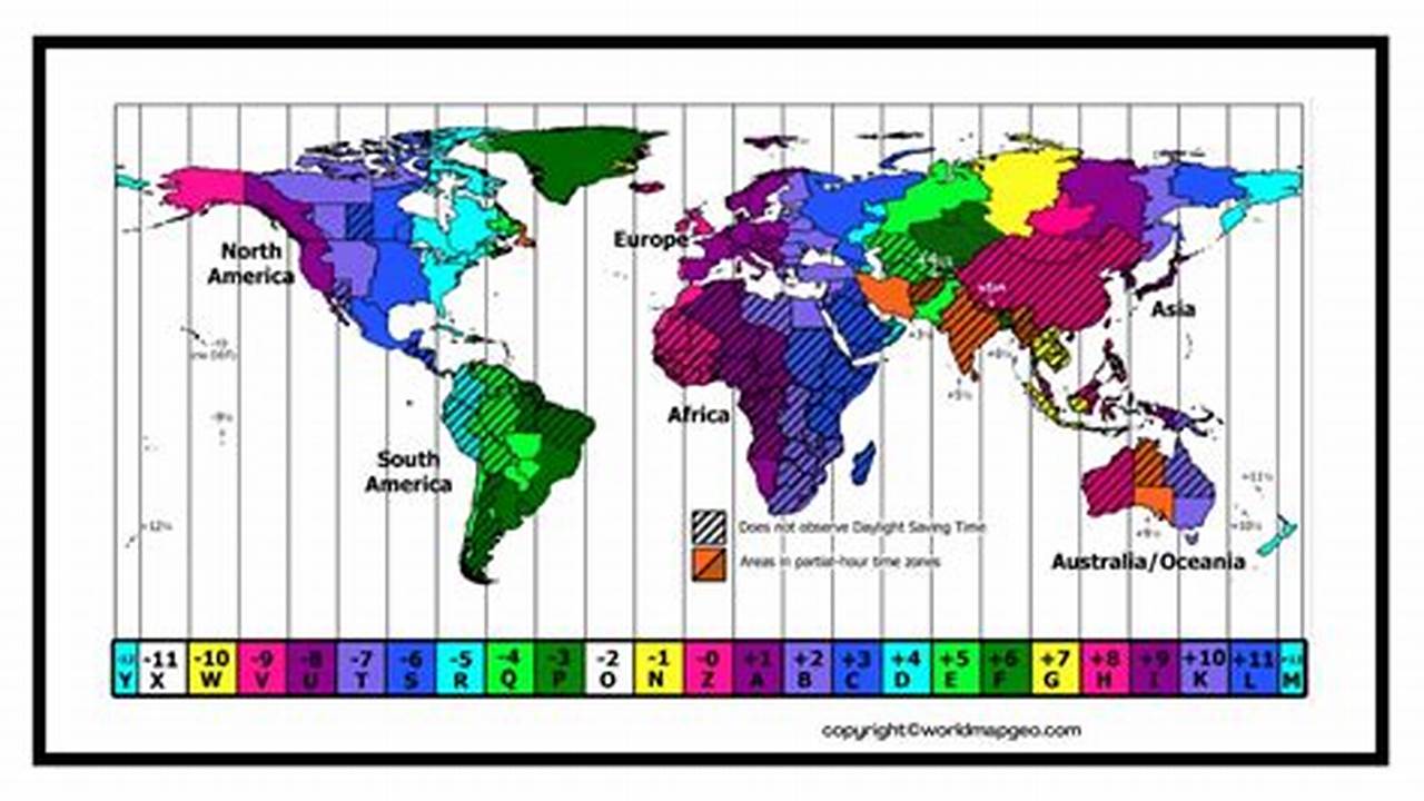World Map With Time Zone Lines