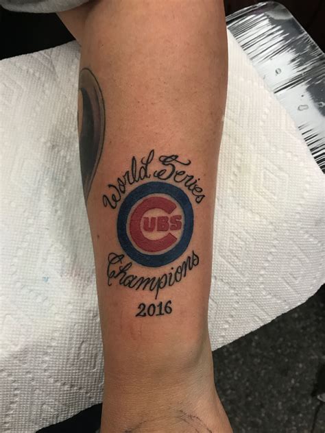 World Series trophy tattoo for the Chicago Cubs CHICAGO