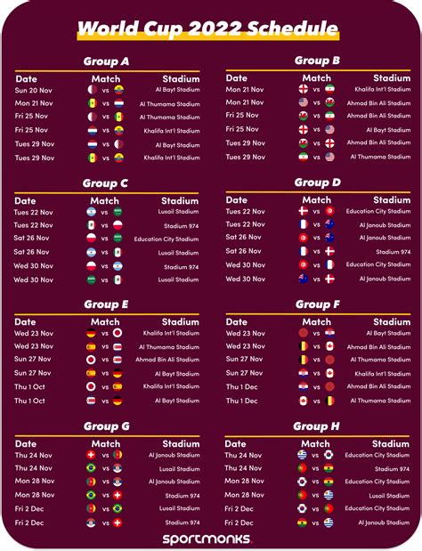 World Cup Tv Schedule 2022 Printable