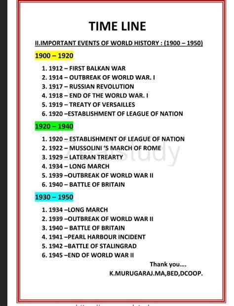World History Timeline Chart For 10th Social Science