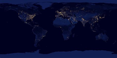 Earth At Night NASA City Lights World Map In Earth at night