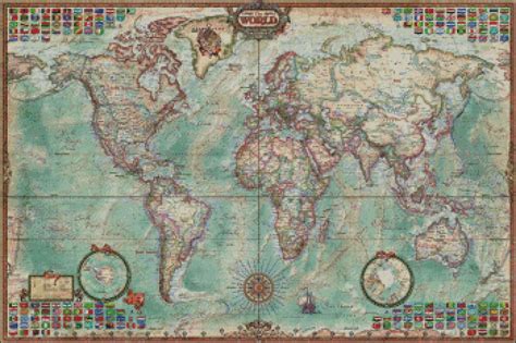 World Map Cross Stitch Pattern