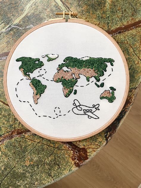 World Map Embroidery Pattern