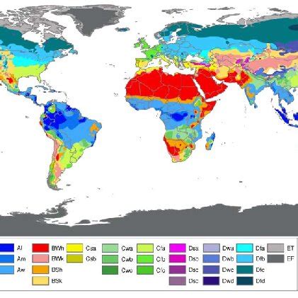 Map of the world according to the KöppenGeiger Climate Classification