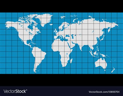 World map with coordinate grid Royalty Free Vector Image