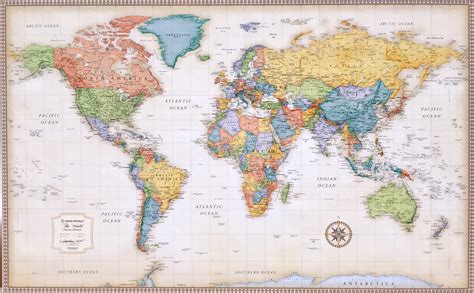 World Map Poster 100x140cm Giant Wall Chart with Flags of The Globe