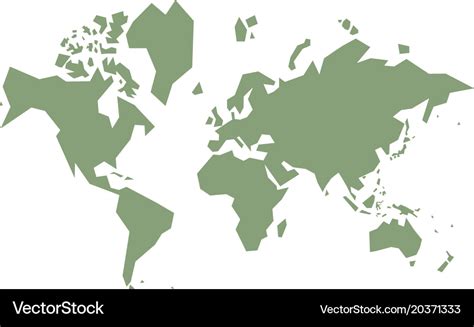 World Vector Map. Earth Simple Stylized Continents Silhouette