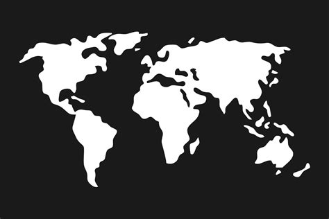 World Vector Map. Earth Simple Stylized Continents Silhouette