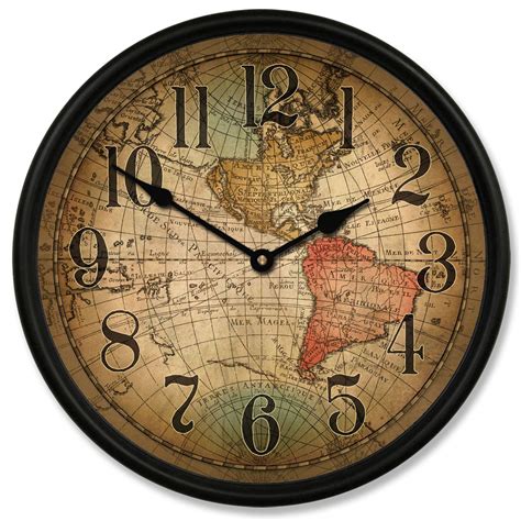 Small Vintage World Map Wall Clock Chicy Rachael