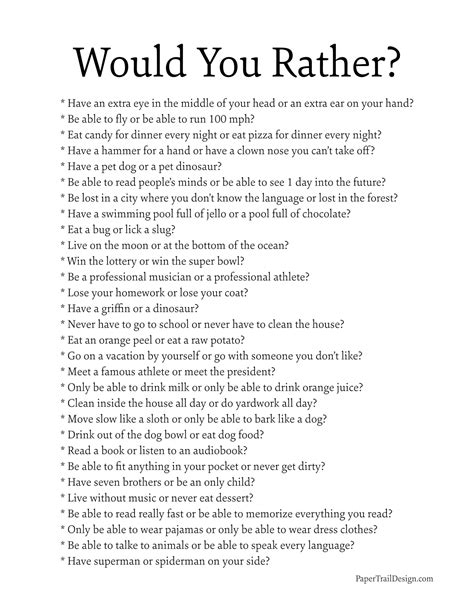 Would You Rather Printable