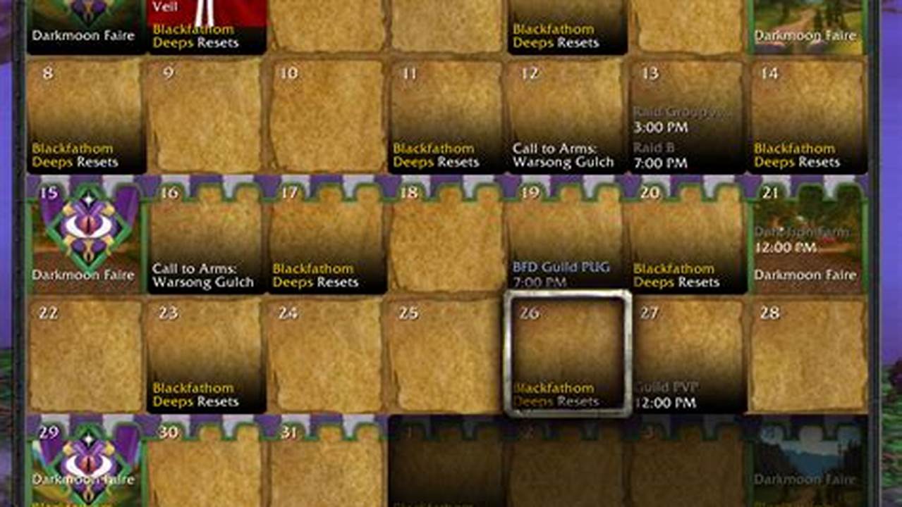 Wow Weekend Event Calendar