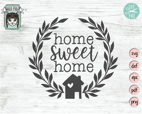 Download Wreath Home Sweet Home Svg File Files